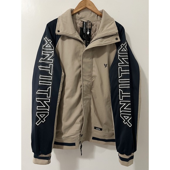 ANTI ORDER Other - ANTI‎ ORDER Jacket Beige Blue Full Zip Athletic Track Jacket Mens Large